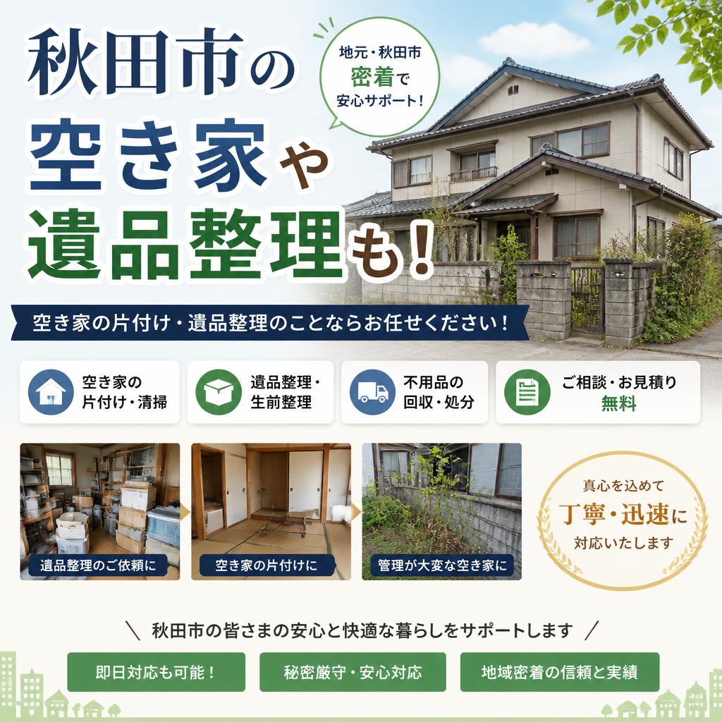 秋田市の空き家や遺品整理も！
